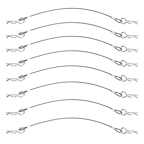 8Pack ShareGoo Metal Clip R Pin Rod with Steel Anti-Lost Rope RC Body Shell Clip Wire Compatible with 1/8 1/10 Traxxas HSP Arrma Axial Redcat RC Car Truck Crawler (Black) - color: Black