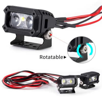 2pcs 18MM Square Led Light Headlight Spotlight for TRX-4 TRX6 SCX10 | 90046 D90 CC01 Wraith Redcat Gen8 1/10 RC Car Upgrade Parts White Lamp - color: White