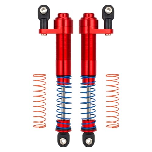 80-100mm Adjustable Threaded Oil Shocks for 1/10 RC Crawler SCX10 TRX4 D90 | CNC aluminum body with offset cap Dampers.Fits for Axial Capra VS4-10 90046 Tamiya LCG Cheater rigs.RC Car Upgrade Parts. - color: Red