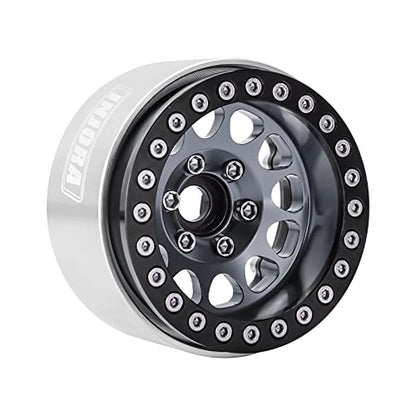 INJORA 1.9 Beadlock Wheel Offset -10.4mm for 1/10 RC Crawler (Black＆Grey) - color: Black&grey