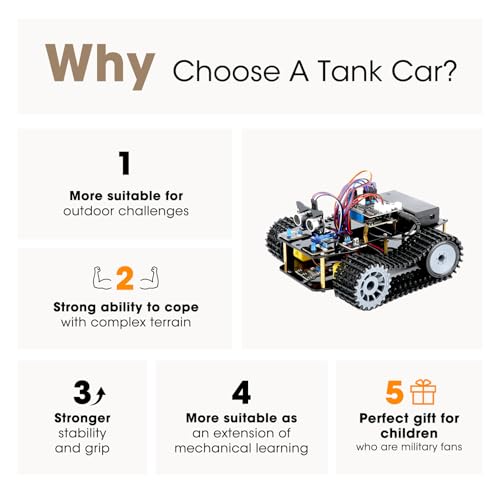Robotics Kit for Kids Ages 8–12, Smart Robot Tank Car Compatible with Arduino & Scratch & Python, STEM Toys for Boys Ages 8–12, App & Remote Control, Birthday Coding Gift for Boys, Girls and Adults