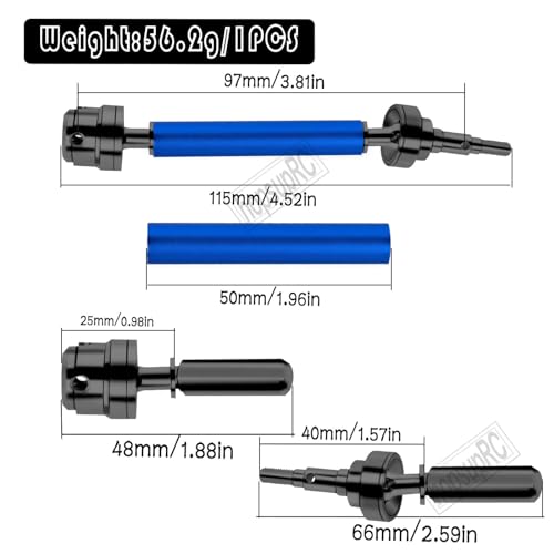 #45 Steel Front Rear Drive Shaft CVD Upgrades Parts for 1/10 Senton Granite 3s Blx&Mega550,Vortek 3s Blx,Stainless Driveshaft Axles Hops Up,#ARAC4041,Black with Blue - color: Black With Blue(4cvd)
