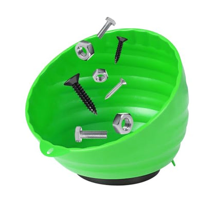 Magnetic Nut Cup, Curved Magnetic Parts Tray Bolts Organizer Holds Up to 5 Pounds, Multi-Use Nuts Screws Bowl Small Parts Tray Attaches to Metal Surface, Car Accessories (Green) - color: Green