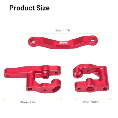 daitoku RC Steering Set Aluminum Upgrade Parts Steering Assembly for 1/18 Arrma Granite Typhon GROM 1/16 Mojave GROM 1/12 Losi Nascar RC Car (Red) - color: Red