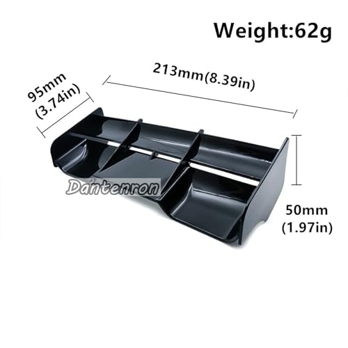 1/8 RC Car Force Rear Spoiler High Down Force Body Wing Tail Compatible with 1:8 Scale RC Off Road Short Course Truck Buggy Racing Car (Black) - color: Black
