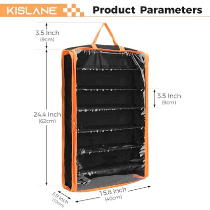 Monster Truck Storage Organizer, Hanging Monster Truck Display Case with 7 Removable Tiers, Dual Zipper Clear Window Monster Truck Storage Bag for 1:64 Scale Toy Trucks | Wall mount tiered shelf fits 1:64 scale cars. Cars not included. Assembly required.