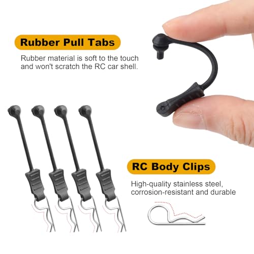 20pcs HobbyPark Universal RC Car Body Clips and Retainer for All 1/10 1/12 Scale Arrma Traxxas Axial SCX10 Losi Redcat HPI Exceed Shell Replacement Pins - size: 1.2mm Rod Silver Clips