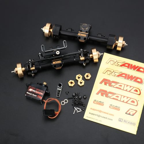 RCAWD Full Metal Front Rear 12mm Longer Portal Axles Assemblies for Axial SCX24 AXI90081 AXI00001 AXI00002 AXI00005 AXI00006 Portal Axle Upgrade Parts(Black)