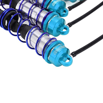 Adjustable RC Damper, Oil Adjustable with High Elasticity Spring Aluminum Alloy Shock Absorber 4PCS Set for 1/8 Scale RC Crawler Truck Truggy Enthusiasts Off-Road Racing and Crawling Scenarios - color: Blue