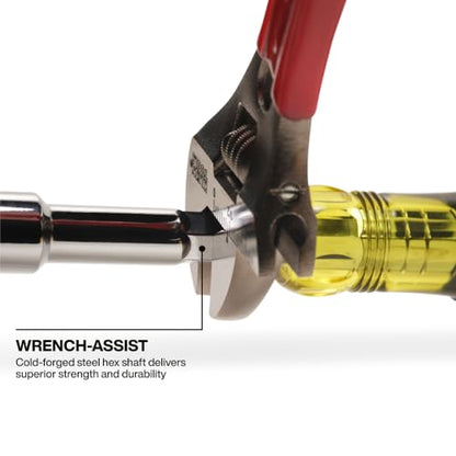 Klein Tools 65410M Metric Color-Coded Nut Driver, Hollow-Shaft, Heavy-Duty 10 mm Hex, Pass-Through Design, 6-Point Socket, and Cushion-Grip Handle - size: 10mm