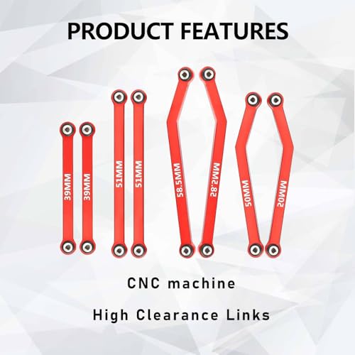 SCX24 Links High Clearance Links Chassis Suspension Steering Links Set for Axial SCX24 Upgrades 1/24 RC Crawler - color: Red