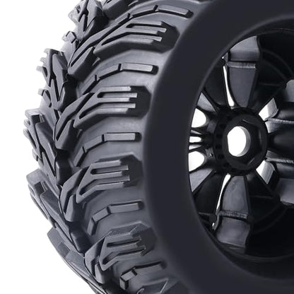 Preglued Larger 17mm Hex 1/8 RC Truck Wheels Tires 3.8“ RC Monster Truck Tyres for 1/8 Summit ERveo 1/8 Arrma 6S Kraton Outcast Notorious 1/7 6S Big Rock Redcat HPI 1/8 Savage JLB Cheetah - style: Directional Tread