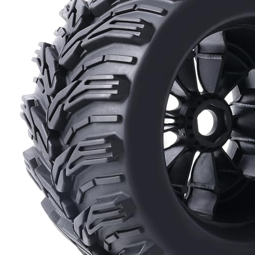 Preglued Larger 17mm Hex 1/8 RC Truck Wheels Tires 3.8“ RC Monster Truck Tyres for 1/8 Summit ERveo 1/8 Arrma 6S Kraton Outcast Notorious 1/7 6S Big Rock Redcat HPI 1/8 Savage JLB Cheetah - style: Directional Tread