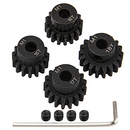 ShareGoo Mod 1 Hardened Steel M1 Pinion Gear Sets 15T 16T 17T 18T fit 5mm RC Motor Shaft Compatible with Arrma Traxxas Axial HSP Redcat Losi 1/8 1/10 Scale RC Car Truck Buggy