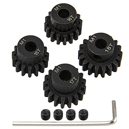 ShareGoo Mod 1 Hardened Steel M1 Pinion Gear Sets 15T 16T 17T 18T fit 5mm RC Motor Shaft Compatible with Arrma Traxxas Axial HSP Redcat Losi 1/8 1/10 Scale RC Car Truck Buggy