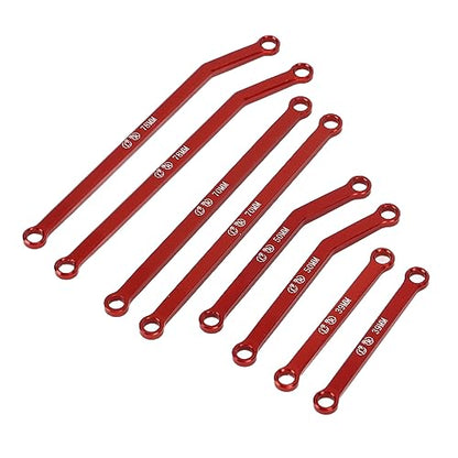 High Clearance RC Front Links Set for AXIAL SCX24 1/24 RC Crawler Car Aluminium Alloy RC Steering Linkage Rod Set (Red) - color: Red