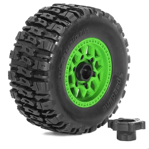 Compatible with ARRMA for Mojave for UDR for Yikong RC Car Parts Accessories 4pcs 12mm and 14mm Hex Short Course Truck Wheel Tire RC Assortment(Green) - color: Green