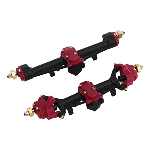 RC Car Front Rear Portal Axle Kit High Performance Plastic Housing Upgraded Heightened Axle Assembly Set for 1/24 Axial SCX24 Crawler Truck (Black Red) - color: Black Red