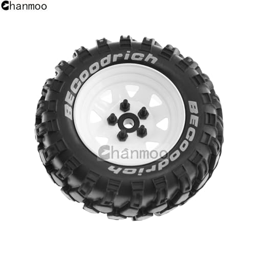 1.9 RC Crawler Tires And Metal Beadlock Wheels Rims 12mm Drive Adaptors 1:10 Soft Mud Tyres For 1/10 Rock Crawler Car Traxxas TRX4 D90 TF2 Axial Redcat Gen8 SCX10 Tamiya CC01 4PCS (White) - color: White