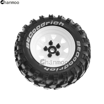 1.9 RC Crawler Tires And Metal Beadlock Wheels Rims 12mm Drive Adaptors 1:10 Soft Mud Tyres For 1/10 Rock Crawler Car Traxxas TRX4 D90 TF2 Axial Redcat Gen8 SCX10 Tamiya CC01 4PCS (White) - color: White