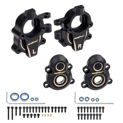 HobbyPark 44g Brass Steering Knuckle Front and Outer Portal Housing for Redcat Ascent-18 Upgrades Parts Redcat 1/18 RC Crawler Parts Black Coating Heavy Duty RC Car Parts Accessories