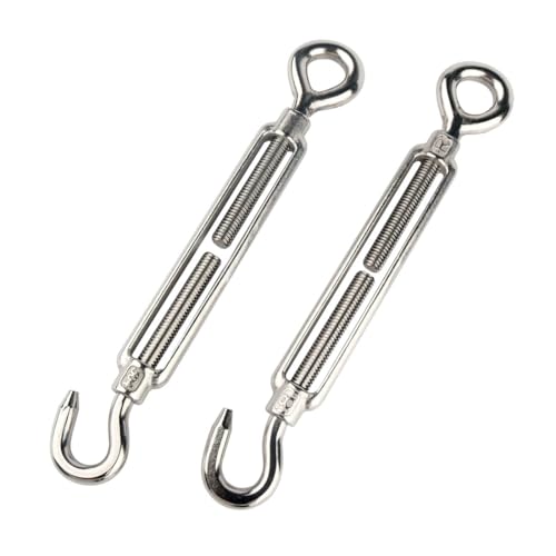 10Pcs M8 Hook & Eye Turnbuckle Heavy Duty Tensioner Adjustable Shade Sail Hardware for Tightening Up Metal Cable Wire 5/16" - style: M8 Hook & Eye
