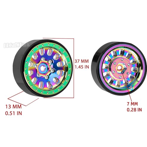 RC Wheel Rims for 1/18 TRX4M,1/24 SCX24 RC Crawler Car,4PCS RC 1.3 Beadlock Wheel Rims Aluminum Rings Deep Dish Wheel Rims,Colour - color: Colour - (1.3 Rims)