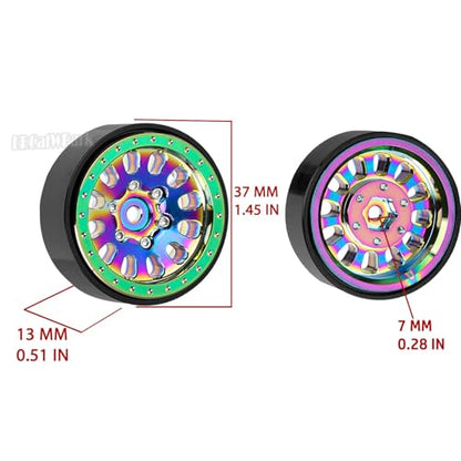 RC Wheel Rims for 1/18 TRX4M,1/24 SCX24 RC Crawler Car,4PCS RC 1.3 Beadlock Wheel Rims Aluminum Rings Deep Dish Wheel Rims,Colour - color: Colour - (1.3 Rims)