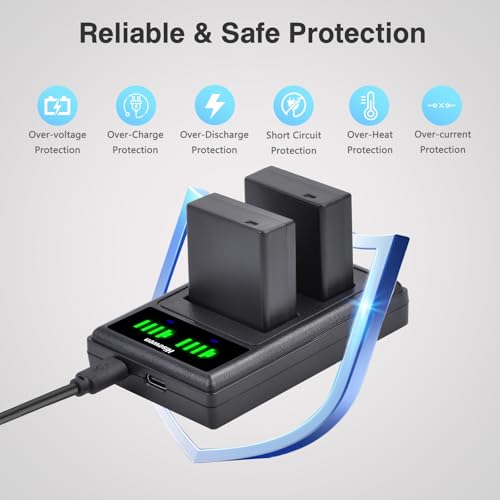 DMW-BLG10 DMW-BLG10PP DMW-BLE9 Battery and Dual Charger for Panasonic Lumix DMC-GX85 DMC-GX80 DMC-ZS60 DMC-ZS100 DMC-GF3 DMC-GF5 DMC-GF6 DMC-GX7K DMC-LX100K DC-GX9 DC-ZS80 DC-G100 DC-ZS200