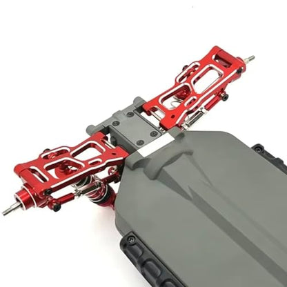 RC Steering Knuckles For Wltoys 144001 144010 124007 124008 124017 124019 Metal Suspension Arms Steering Cup Hub Carriers Shock Tower Set RC Parts(Red) - color: Red