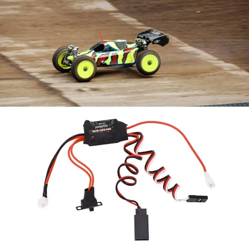 30A RC Brushed ESC Electronic Speed Controller 2 Output Dual Brake ESC with Red White Lights for 1/18 1/24 1/28 RC Cars
