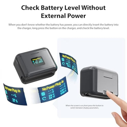 Yunseity Two Way Battery Charger for 360 X4 Air Fast Charge Station with LCD Screen 36W Dual Port Charging Compact Size for Outdoor Creators