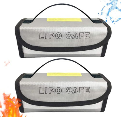 2PCS 185 * 75 * 60mm Battery Safe Bag Fireproof Charging Bag for RC Lipo Battery Pack Storage Charging Transport Home Office Travel Lipo Safe Storage Pouch - size: 185x75x60mm (2 pcs)