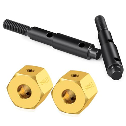 RC Brass Wheels Hex Hub 10mm/12mm Offset Extension Hex Drive Adapter Counterweight with RC Portal Drive Stub Axle Set Compatible with 1/10 Redcat Ascent Fusion Ascent Upgrade Parts (10mm) - color: 10mm