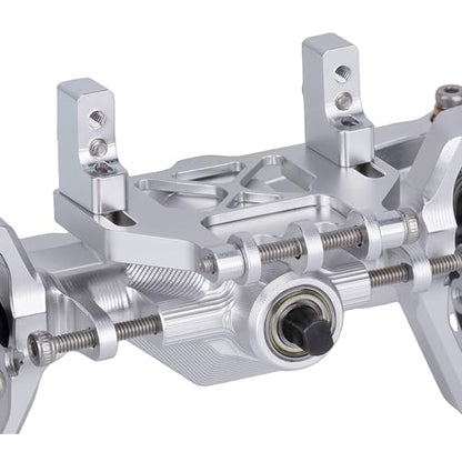 Ascent-18 Portal Axle Set for Redcat Ascent-18 Upgrade, CNC Aluminum Front & Rear Axles with Brass Portal Covers, Steel Gears, Servo Mount & Steering Links (Silvery) - color: Silvery
