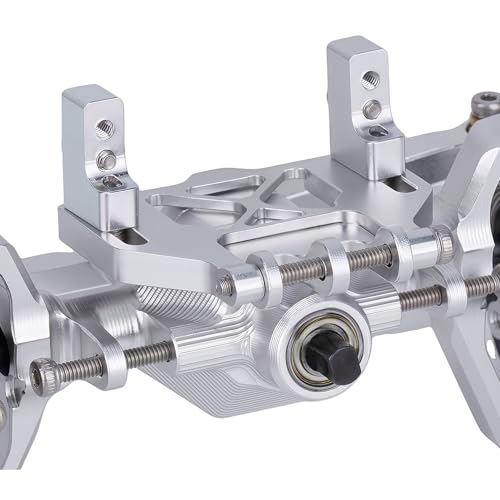 Ascent-18 Portal Axle Set for Redcat Ascent-18 Upgrade, CNC Aluminum Front & Rear Axles with Brass Portal Covers, Steel Gears, Servo Mount & Steering Links (Silvery) - color: Silvery