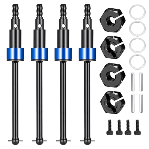 Steel Front Rear CVD Axles Drive Shafts for Arrma 1/18 Granite Grom | Mega 380 Brushed 4x4 Monster Truck RTR Black Aluminum Wheel Hex - color: Black