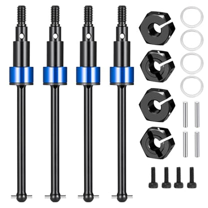 Steel Front Rear CVD Axles Drive Shafts for Arrma 1/18 Granite Grom | Mega 380 Brushed 4x4 Monster Truck RTR Black Aluminum Wheel Hex - color: Black