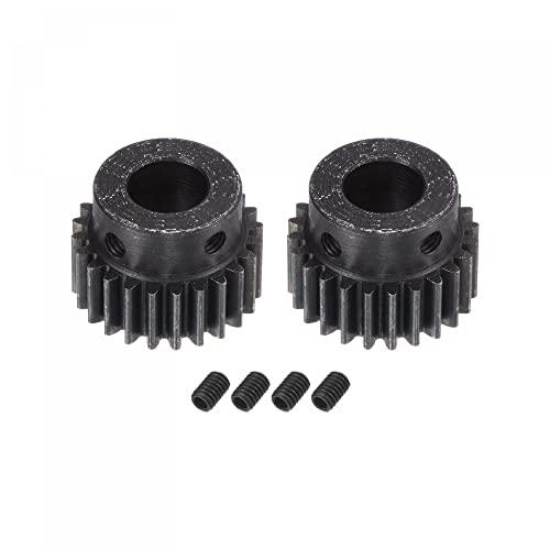 uxcell 1Mod 24T Pinion Gear 10mm Bore Hardened Steel Motor Rack Spur Gear with Step for RC Car Truck Buggy Gear Drive, 2 Set