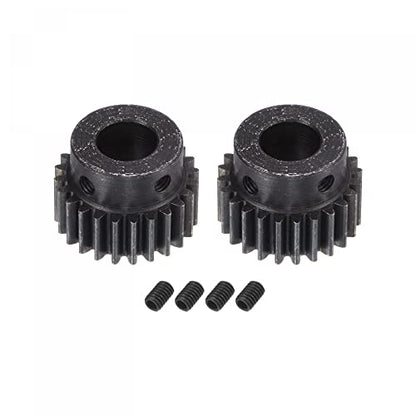 uxcell 1Mod 24T Pinion Gear 10mm Bore Hardened Steel Motor Rack Spur Gear with Step for RC Car Truck Buggy Gear Drive, 2 Set