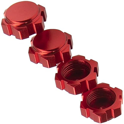 Metal Anti-dust Wheel Hub Cover 17mm Dust Lock Nuts Adapter Compatible with Arrma 1/7 Mojave Felony Infraction 6S 1/8 Kraton Senton Outcast Talion Typhon RC Car (Red) - color: Red