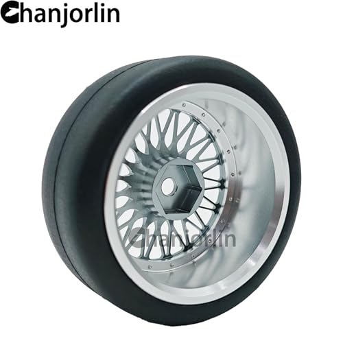 1/10 RC Drift Smooth Tires OD 2.56" & Aluminum Wheels 12mm Hex Hard Drift Racing Tyres for 1:10 1/12 Rally Street On Road Touring Car TT01 TT02 XV02 XV01 TA06 KYOSHO PTG2 4PCS (Titanium) - color: Titanium