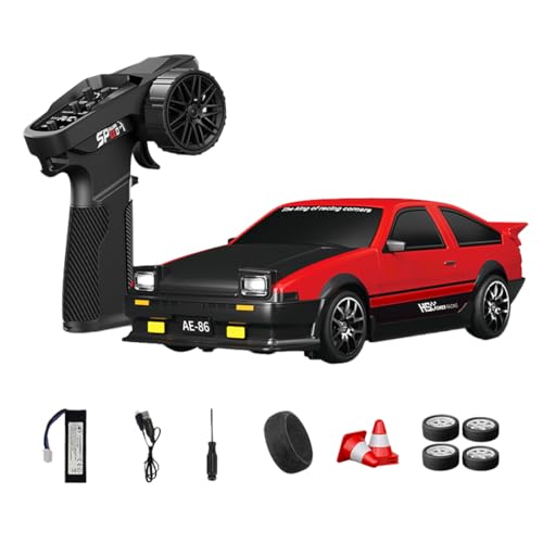 1:24 Scale RC Drift Car with Gyro Stability, 2.4GHz 4WD Proportional Control High-Speed Drift Racing Car with LED Lights & Dual-Mode Tire Switch (Racing & Drift) for Adults (Q2 Red/D24-05) - color: Q2 Red, size: D24-05