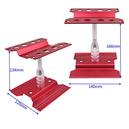 Aluminum Alloy RC Car Work Stand Repair Workstation 360 Degree Rotation Lift Or Lower Compatible with traxxas TRX-4 Axial SCX10 D90 HSP HPI 1/8 1/10 1/12 Scale RC Crawler Car (Red)