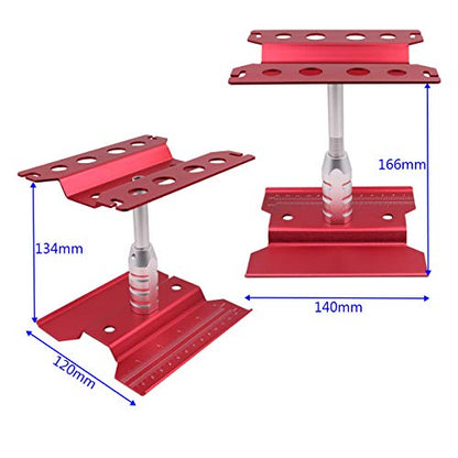 Aluminum Alloy RC Car Work Stand Repair Workstation 360 Degree Rotation Lift Or Lower Compatible with traxxas TRX-4 Axial SCX10 D90 HSP HPI 1/8 1/10 1/12 Scale RC Crawler Car (Red)