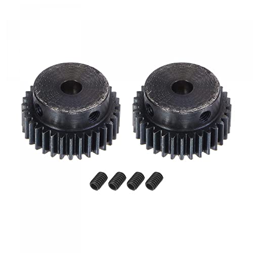 uxcell 1Mod 32T Pinion Gear 6mm Bore Hardened Steel Motor Rack Spur Gear with Step for RC Car Truck Buggy Gear Drive, 2 Set