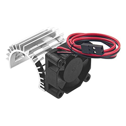 ShareGoo Aluminum 380 390 Motor Heatsink with Cooling Fan Electric Engine Heat Sink Compatible with HSP HPI Wltoys Himoto Redcat 1/16 1/18 RC Car (Silver) - style: Silver