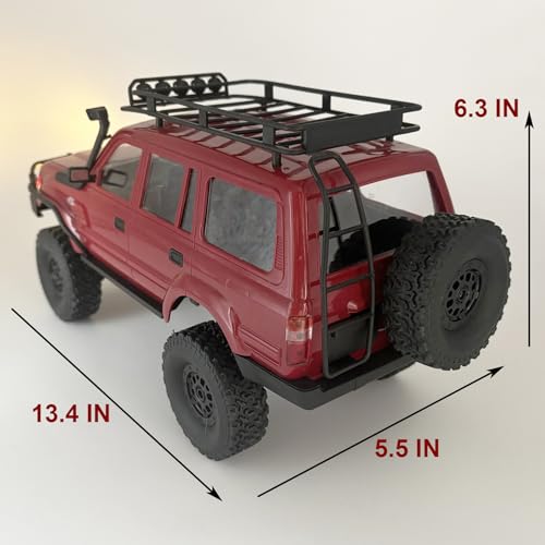 HLSFWDRIVE WPL C54-1 RC Crawler 1/16 RC Truck Off Road RTR | RC Rock Crawler 4x4 All Terrain Proportional Control 260 Motor Upgraded Chassis Counter Rotating Gearbox Hobby Toy Adult