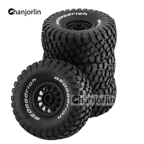 1/7 RC Short Course Truck Tires and Wheels 17mm Hex OD 5.43" 1/8 All Terrain Off Road Tyres with Foam Insert for 1:7 RC Buggy Monster Truck Car TRAXXAS UDR 85086-4 4PCS (Black) - color: Black