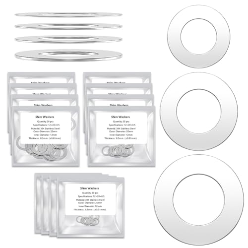 Shim Washer 6x10 8x12 10x16 Precision Spacers Kit 0.1/0.2/0.3/0.5mm 304 SS | 12 Size 208pcs 0.1/0.2/0.3/0.5mm Thick 304 Stainless Steel Flat Shim for Bearings Gearboxes CNC & RC Tuning, DIN 988 - size: 6x10 8x12 10x16 208pcs